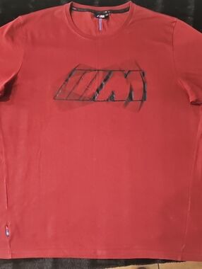 BMW Red Short-Sleeve Crew Neck T-Shirt with Subtle Black M Graphic